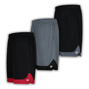Boy's athletic polyester basketball shorts with adjustable waistband