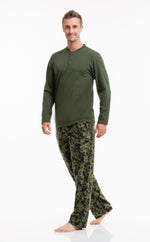 Load image into Gallery viewer, Men&#39;s Microfleece PJ Set | Pajama Pants with Henley Shirt | 2 Piece

