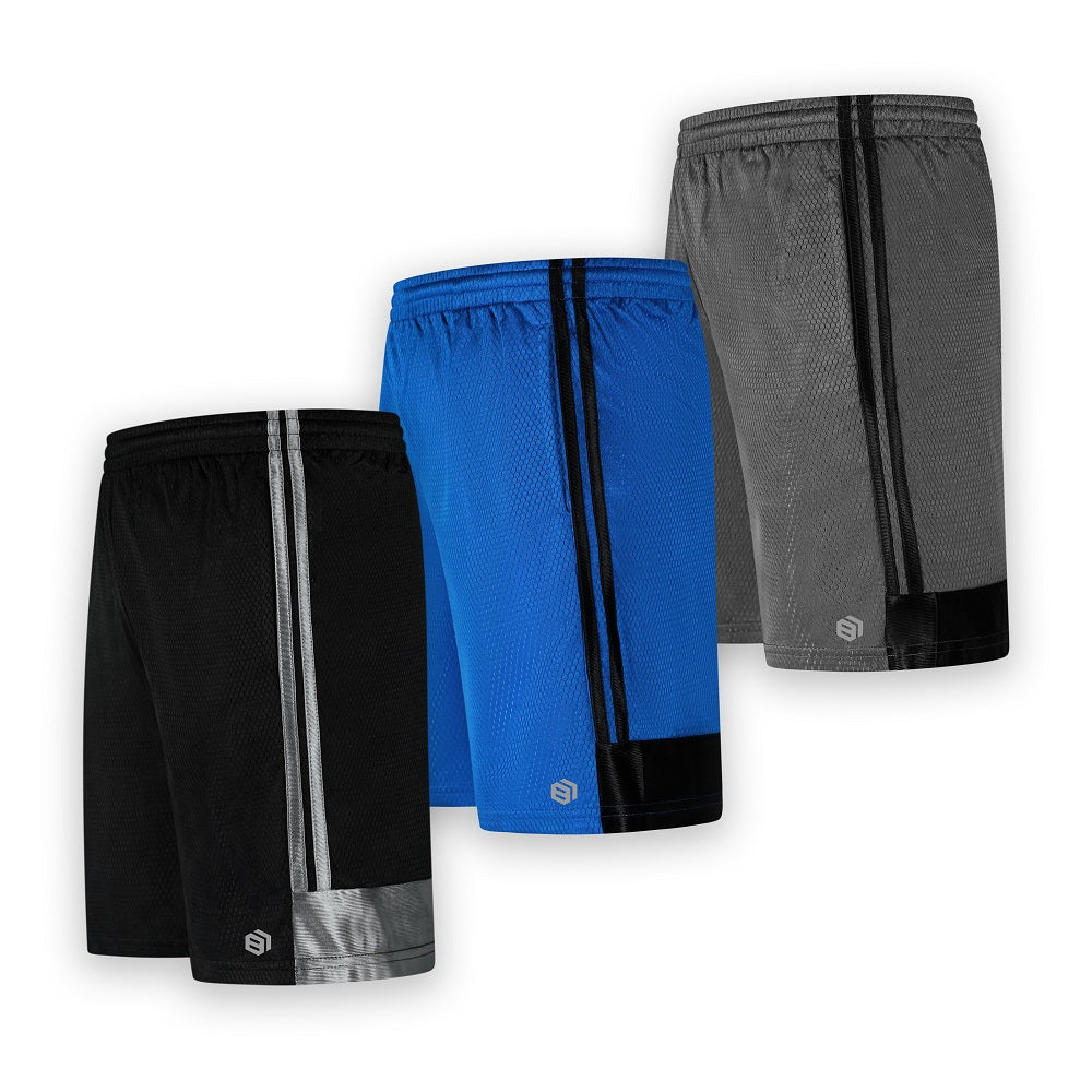 boys athletic polyetser basketball shorts with adjustable waistband