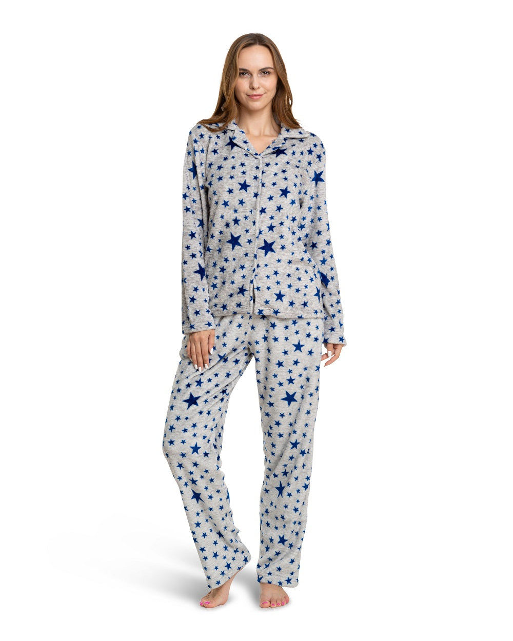 Women's Fleece Print Pajama Sets