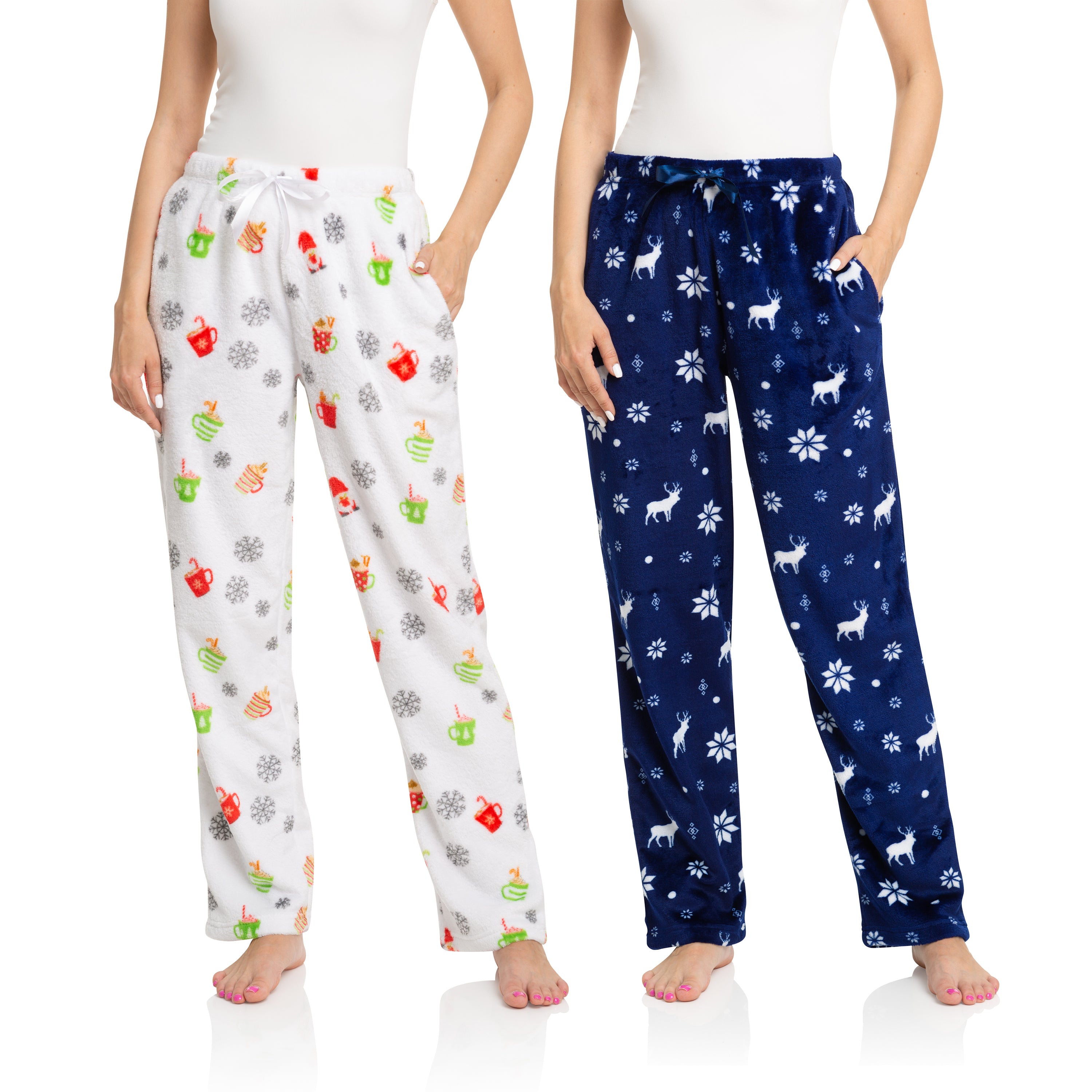 Women's Fleece Holiday Print Pajama Pants | 2 Pack