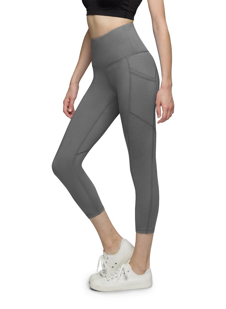 Grey Crossover Waist leggings with pockets – Essentially Savvy