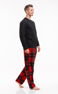 2 Piece Mens Microfleece Pajama Sets ????? Ultra Soft PJ Pants with Henley Shirt - BROOKLYN + JAX