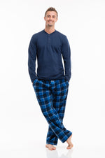 Load image into Gallery viewer, 2 Piece Mens Microfleece Pajama Sets ????? Ultra Soft PJ Pants with Henley Shirt - BROOKLYN + JAX
